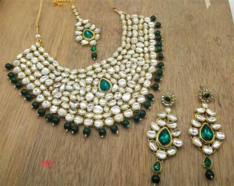 Buy Designer Kundan Necklace Earrings Tika Jewellery Set, Statement ...