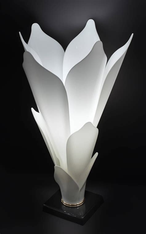 Flower Table Lamp with Molded White Lucite Petals by Rougier at 1stDibs ...
