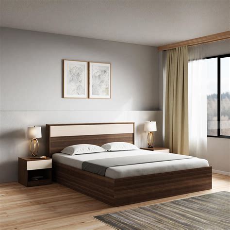 GODREJ INTERIO Casablanca King Size Engineered Wood Bed with Half ...
