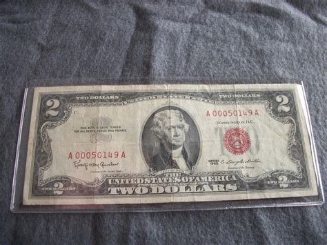 VINTAGE 1953 TWO DOLLAR BILL RED SEAL SERIES (CIRCULATED) CLEAN & CRISP ...