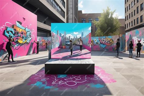 Premium Photo | Virtual reality graffiti experience in an urban plaza ...
