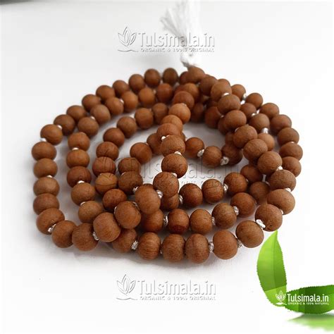 108 Beads White Chandan Japa Mala 8mm Beads Size 32 Inches - Tulsi Mala