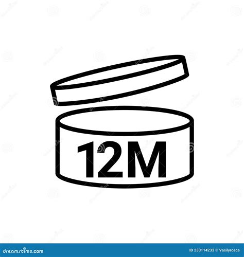 Pao Symbol Logo Cosmetic Life. 12 Months Expiry Open Shelf Jar Expiration Pao Month Icon Cartoon ...
