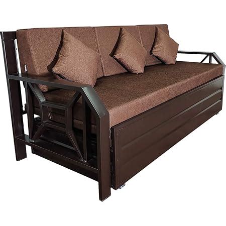 Royal interiors Matte Finish Metal Sofa Cum Bed with Hydraulic Storage ...