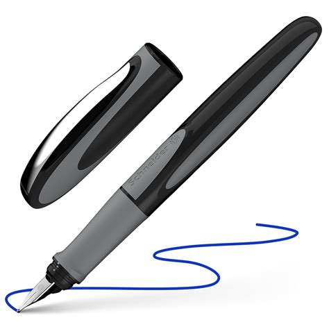 Schneider Ray Fountain Pen, Blue Ink, Onyx Barrel, Rubberize Grip ...