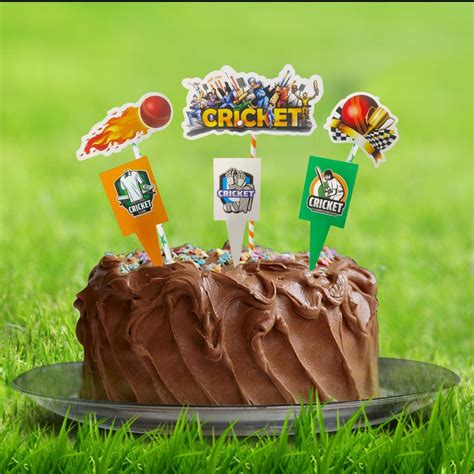 Buy PartyCorp Cricket Themed Printed Paper Cake Topper, Pack Of 6 ...