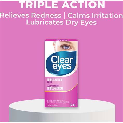 Clear Eyes Triple Action Relief Eye Drops 15 ml - Redness Reducer, Moisturizing & Irritation ...