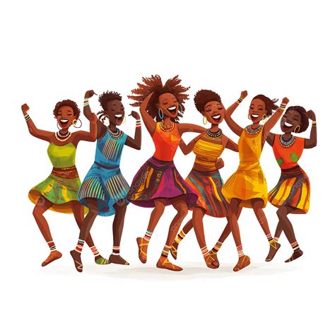 Happy African Women Dancing In Traditional Clothing Clipart, African ...