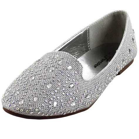 Silver Prom Shoes Sparkly Flats Women's Silver Prom Shoes 2025