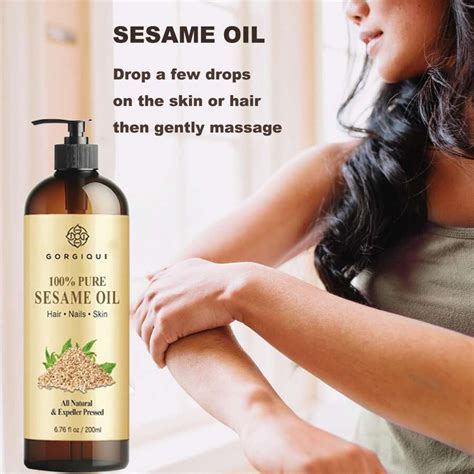 100% Pure Sesame Oil - Cold Pressed Body & Hair Massage Oil - Natural ...