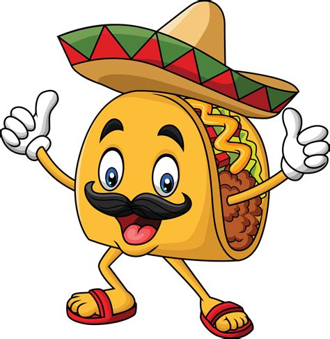 Cartoon funny taco mascot giving thumb up 20005090 Vector Art at Vecteezy