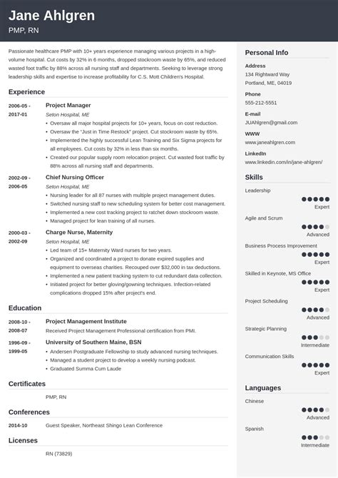 ASCII Resume Example 的图像结果