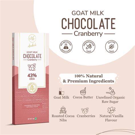 Goat Milk Chocolate with Cranberry made with Unrefined Sugar and Cocoa ...