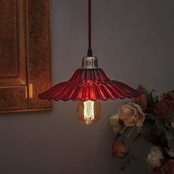 Buy Homesake Vintage Red Glass Pendant Light-Retro Industrial Edison ...