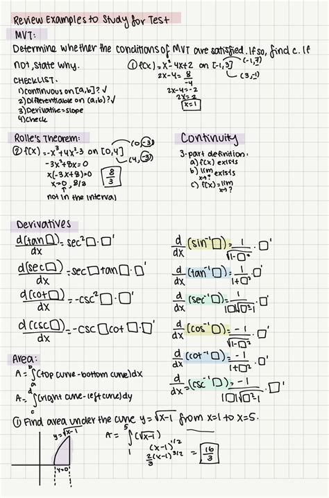 review, formulas - ap calc ab🌸 - Studocu