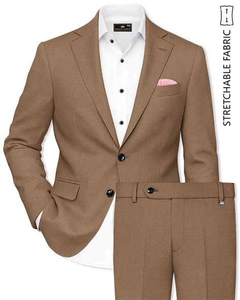 Cremont-Mocha Brown Solid Premium Linen Single Breasted Suit For Men.