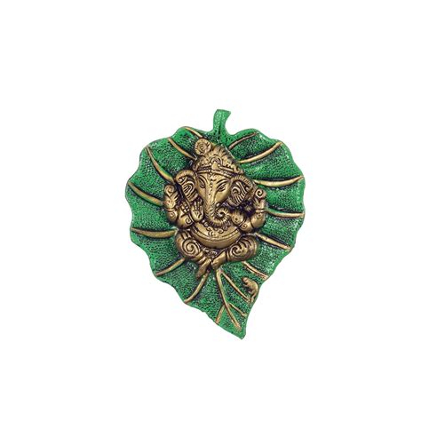 Lord Ganesha on Green Leaf - eCraftIndia Online