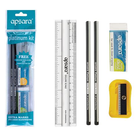 Buy Apsara Platinum 5 Pieces Writing Kit - Pencils + Eraser + Sharpener ...