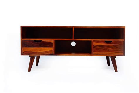 Buy Wooden Twist Orzuelo Solid Sheesham Wood TV Unit for Living Room ...