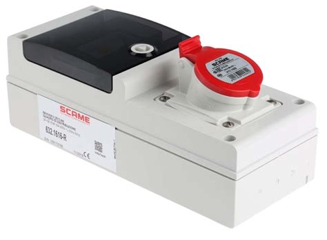632.1616-R Scame | Scame, DOMINO IP44 Red Wall Mount 3P + E RCD ...
