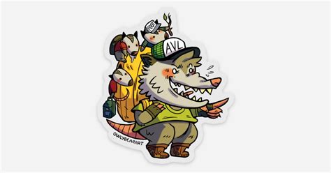 Asheville Hiking Opossum Family Sticker | Clear stickers - Free ...