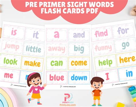 Pre Primer Sight Words FlashCards PDF