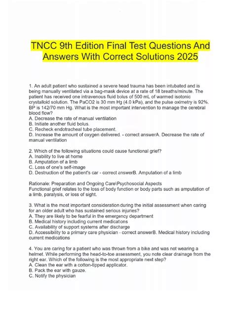 TNCC 9th Edition Final Test Questions And Answers With Correct ...
