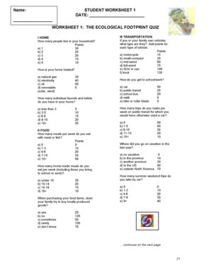Worksheet 1 The Ecological Footprint BQuizb - Woodroffe High School ...