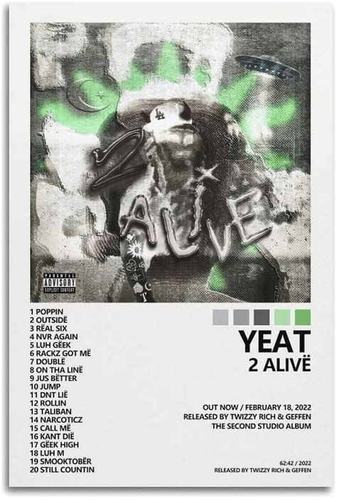 SUANYE Yeat Poster 2 Alive Album Cover Poster for Bedroom Canvas Art ...