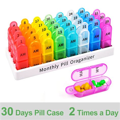 GreenCycle 30 Day Pill Organizer, AM PM Medicine Case, Moisture-Proof BPA-Free, Pocket Pill Box ...