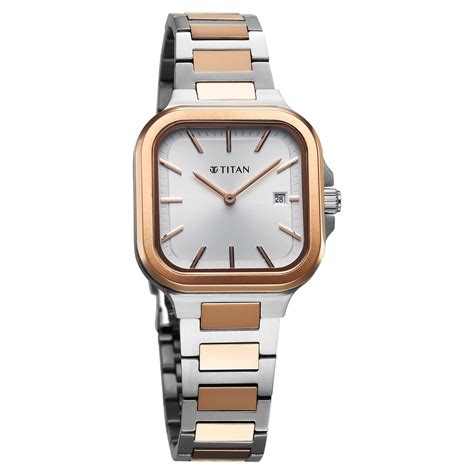 Buy Online Titan Slim Square Quartz Analog with Date Silver Dial With ...