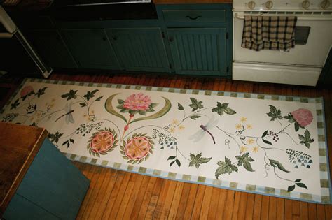 Hand-painted Canvas Floor Cloth by Lisa Curry Mair