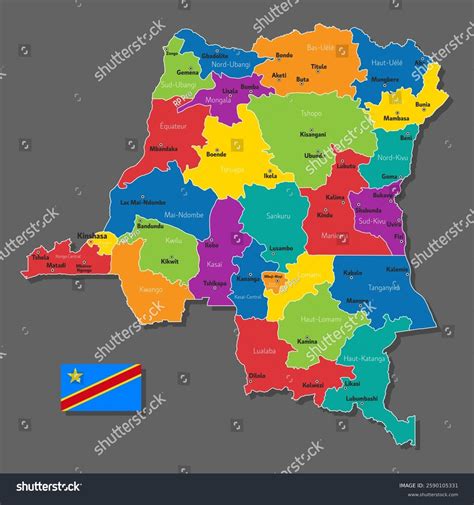 Vector Map Dr Congo Names Cities Stock Vector (Royalty Free) 2590105331 ...
