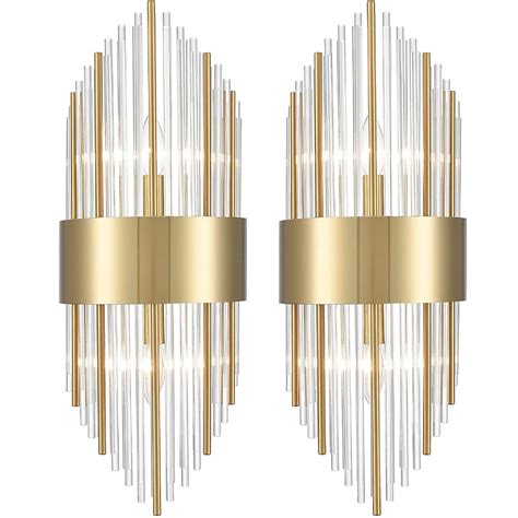 Claxy Glass Light 8.7-in W 2-Light Brushed Gold Modern/Contemporary ...