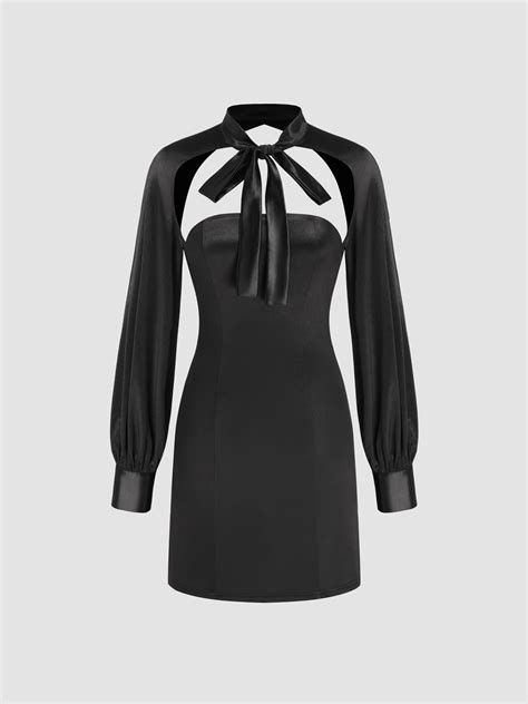 Satin Shop Satin Bowknot Cut Out Mini Dress For Party/Clubbing