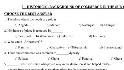 11th Std Commerce Book back One mark Questions (English Medium)