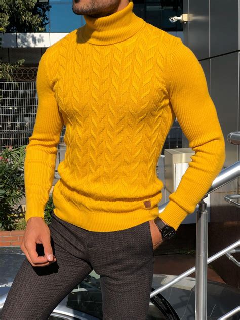 Yellow Sweaters | Turtleneck knitwear, Men sweater, Turtleneck sweater mens