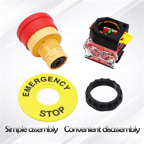 Buy YIJIA 2PCS Red Sign Mushroom Push Button Emergency Stop Switch 660V ...
