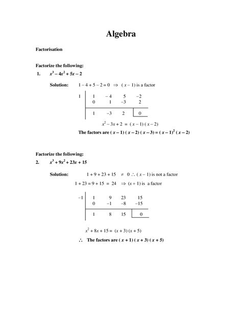 Image result for Factorisation Formulas