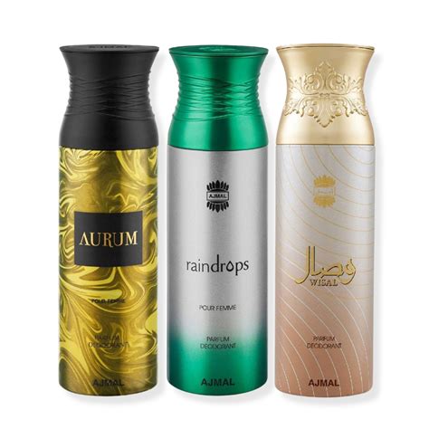 Ajmal Aurum & Raindrops & Wisal Deodorant Spray - For Women (200 Ml, P ...