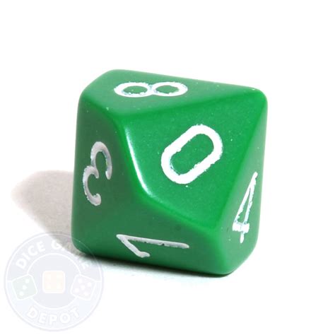 10-Sided Opaque Dice (d10) - Green - Dice Game Depot