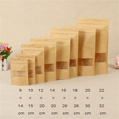 Buy 100 X Zipper Seal Lock Kraft Paper Bag Stand Up Pouch Resealable ...