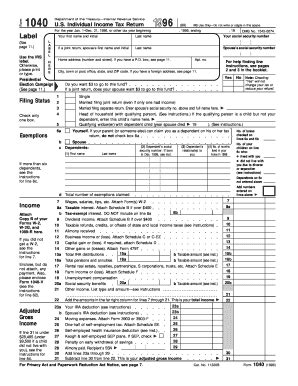 1996 Form IRS 1040 Fill Online, Printable, Fillable, Blank - pdfFiller