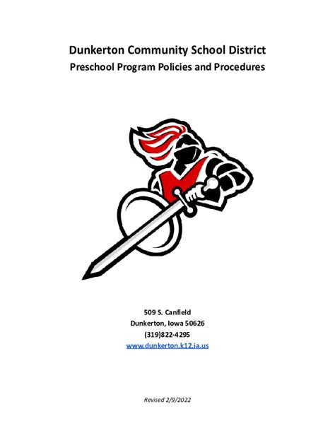 Fillable Online Dunkerton Preschool Policies and Procedures Fax Email ...