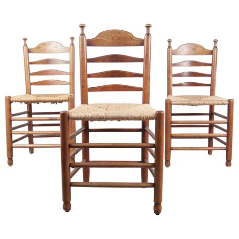 Set of 4, Antique Ladder Back Chairs, Irish, Mahogany, Dining Seat ...