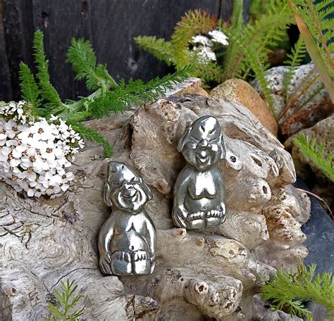 Pewter Billiken Figurine Pair: Alaskan Good Luck Charm