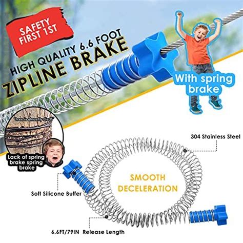 4YANG Zipline Kit 24M,slackline for Kids with Brake, Safety Harness ...