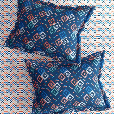 Buy PORTICO Charlotte Blue Printed Cotton Super King Size Bedsheet Set ...