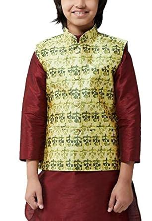 Buy SOJANYA (Since 1958, Kids Silk Blend LimeGreen Printed ONLY Nehru ...