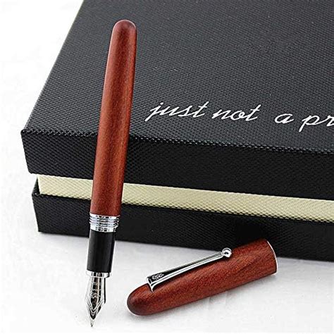 GOLD LEAF Jinhao 9035 Red Rosewood Wooden Fountain Pen With Silver ...
